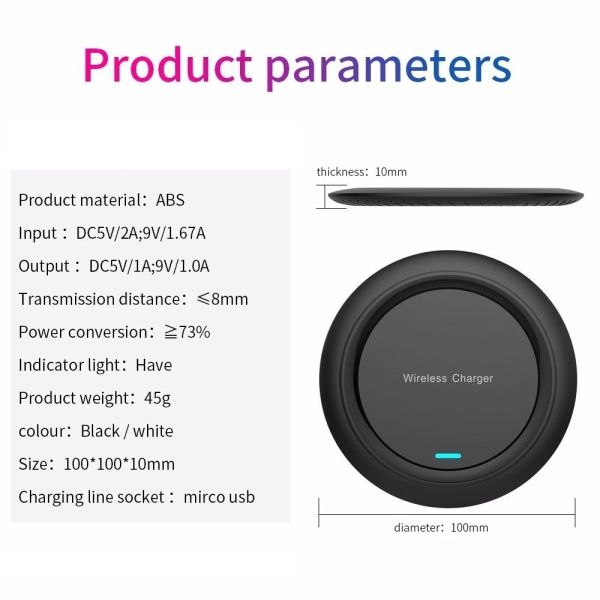 Lighting Qi Wireless Charging Station 5mm Portable Charger Cell Phone Charging Pad