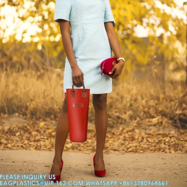 Felt Bags, Felt Carrier, Felt Handle Bags, Felt Bottle Wine Carrier Bag Padded Wine Handler Wedding Gift Package