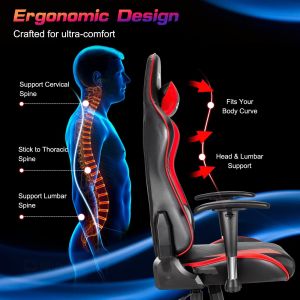 Adjustable Ergonomic Racing Gaming Chair with Lumbar Support and Height
