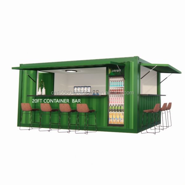 Shop Supermarket 10-12FT Container Mobile Cafe Steel Structure with Wooden Houses Design in Modern Style and High Qualit