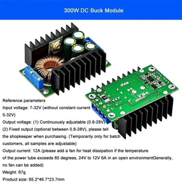 DC-DC 9A 300W Buck Converter 150W Boost Converter 5-40v to 1.2-35v Power Module Step Down Converter