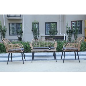 Wicker Rattan Patio Dining Set Bistro Sets Garden Chair Seating Group Conversati