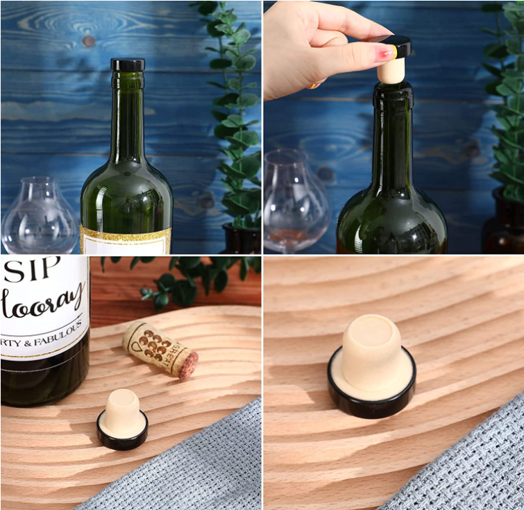 Custom Size Wooden Top Polymer Lid Whisky Bottle Cap Wine Stopper Synthetic Cork