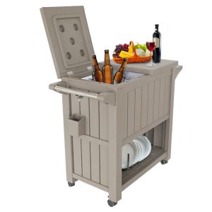 Traditional Design 3-In-1 Portable Outdoor Ice Cooler Trolley Cart with Four