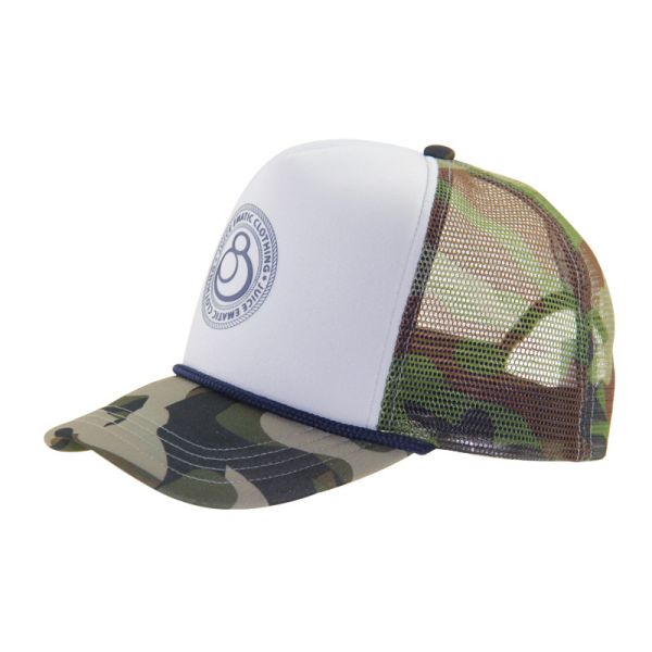 Buy Camouflage Printing Pattern Brim And Mesh Trucker Caps With White Front Panel at wholesale prices