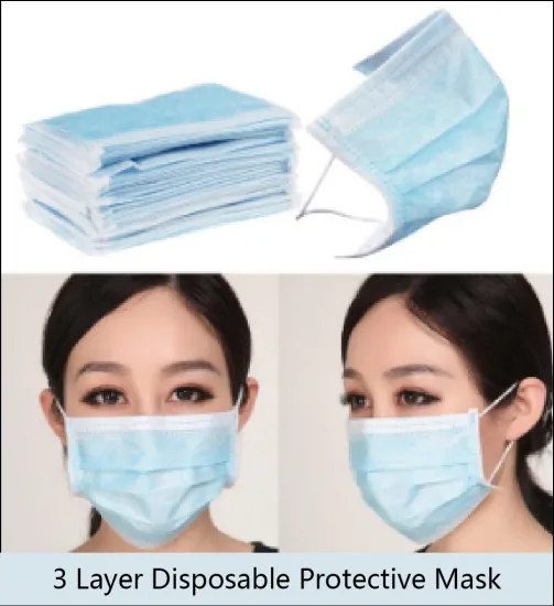 Face Mouth Disposable Medical Mask 3 Ply Protective Non Woven Fabric Material