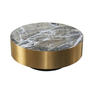 Opulent Edge Marble Ceramic Coffee Table Brushed Gold 400mm ¢