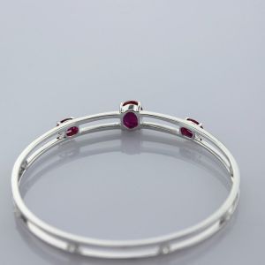 Two Rows 925 Sterling Silver Bangle with Cubic Zirconia (B36)