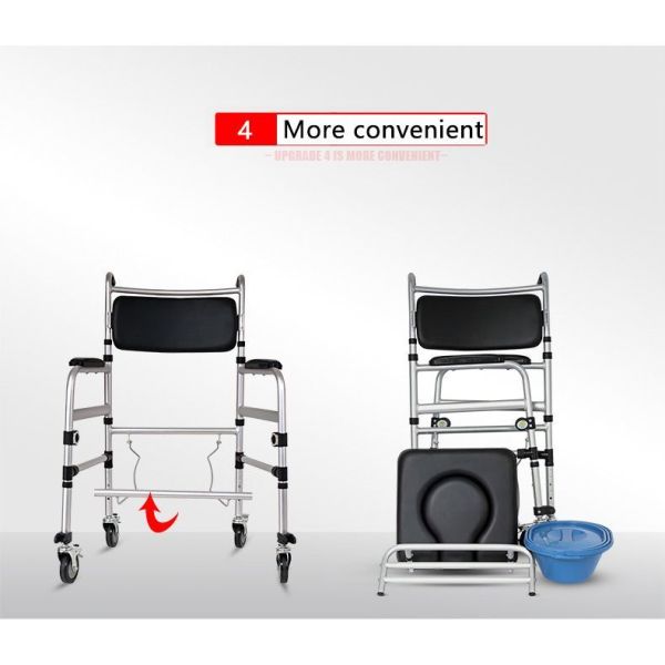 for Seniors, Heavy Duty Aluminum Toilet Wheelchair with Locking Wheels