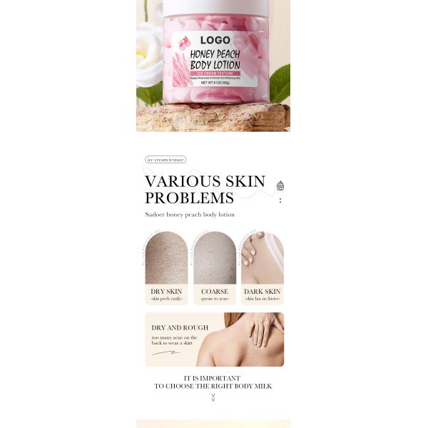 Private Label Ice Cream Butter Body Lotion Cream Moisturizing Vegan for Women Whitening Soothing Brightening Milk Body Lotion