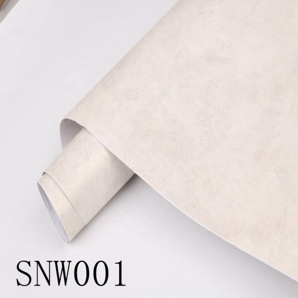 Waterproof Adhesive Cement Effect Wallpaper Removable White Concrete Effect