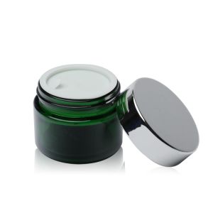 20g 30g Green Glass Cosmetic Jars Straight Round With Screw Cap