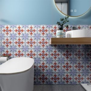 White and Red Ceramic Rustic Tile 20x20cm Non-Slip