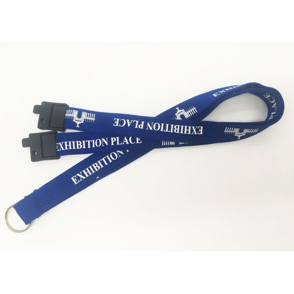 Buy 20MM Blue Tube Silk Screen Lanyards / Badge Holders Lanyards With Split Ring at wholesale prices