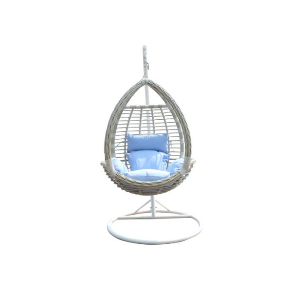 Buy Powder Coated Iron Frame Balcony Rattan Hanging Swing Chair at wholesale prices