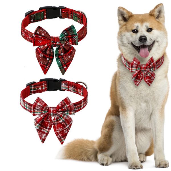Buy Small Pet Breakaway Kitten Christmas Collar With Cute Bow Bell at wholesale prices
