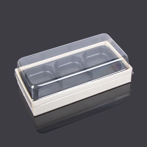 Buy Rectangular 3 Compartment 16*8*5cm Plastic Pastry Container at wholesale prices