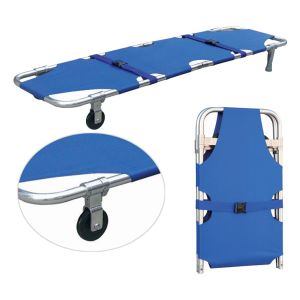 Quality Portable Rescue Folding Stretcher With Two Straight Wheels Emergency Medical for sale