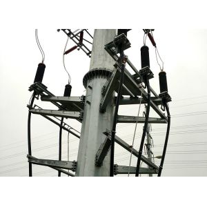 Monopole Lattice Transmission Tower , Galvanized / Painted Power Distribution