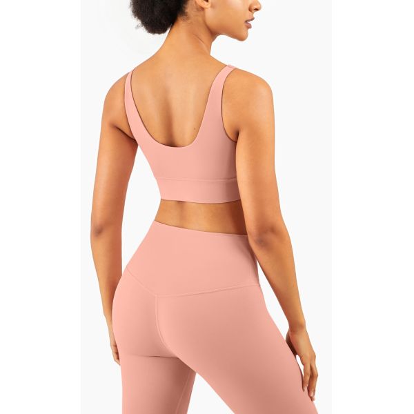 Fashion 2021 Solid Color Deep V Gather Yoga Underwear Fitness Vest Womens Activewear Sport Yoga Bra women top vest