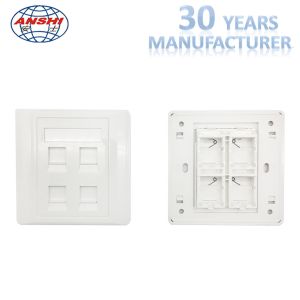 86 Type 4 Port Network Cable Faceplate Customized Wall Mount Outlet White Color
