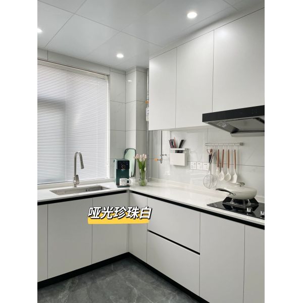 Buy L Shape Plywood Kitchen Cabinets with Quartz Countertop at wholesale prices
