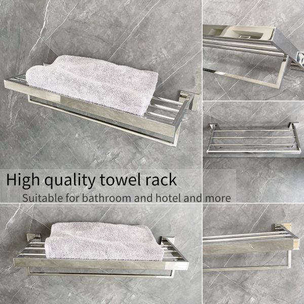 SUS304 Bathroom Towel Racks Concealed Hotel Shower Shelf Polished