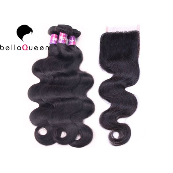 Brazilian Lace Closure Natural Black Body Wave Human Hair , 8" - 18" Length