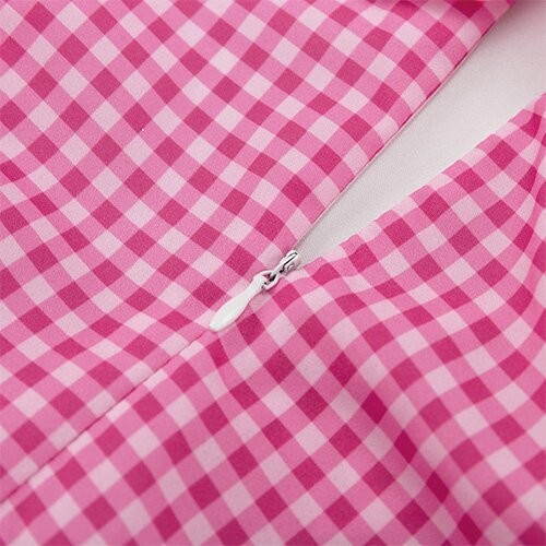 OEM maufactory Cross Border Women'S Pink Polyester Lattice Doll Collar Long Sleeve Dress