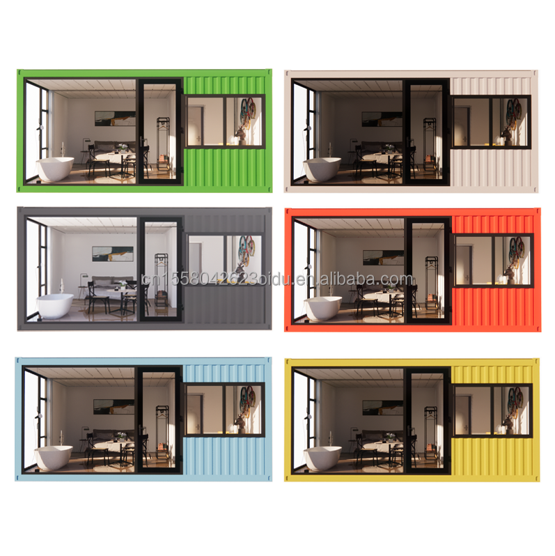 Affordable 20ft or 40ft Portable Light Steel Flat Roof Container Prefab Studio Home House with Customized Color