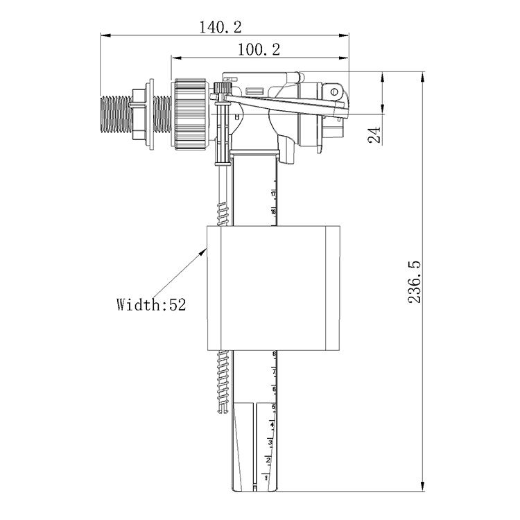 White Plastic Water Tank Adjustable Plastic Toilet Flush Fill Valve For Toilet Cistern