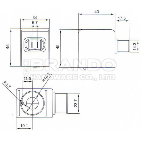 Dimension of BB14245011 Solenoid Valve Coil :