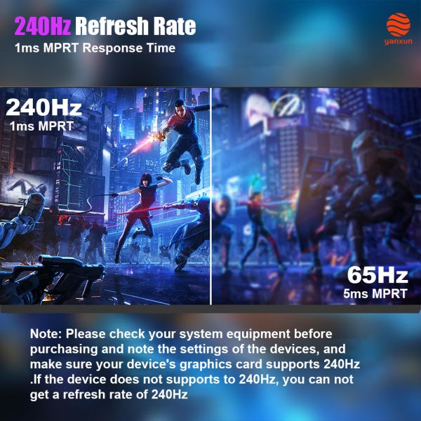 27-Inch Widescreen Gaming Monitor: 2560x1440 1K IPS Panel (178° Wide Viewing Angles), 240Hz High Refresh Rate with Motion Blur Reduction (Smooth