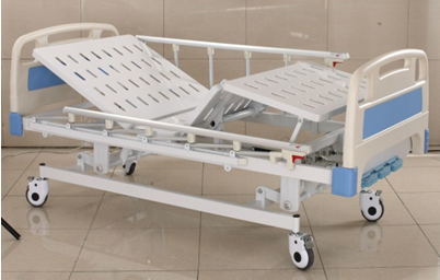 Integrated Manual ABS Adjustable Hospital Bed ICU Cot With IV Pole
