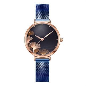 3ATM Waterproof Womens Personalised Watch Fan Shaped Symmetrical Ginkgo Print