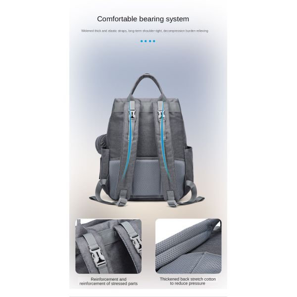 17L Polyester Cotton Foldable Diaper Bag Backpack 40*30*13CM