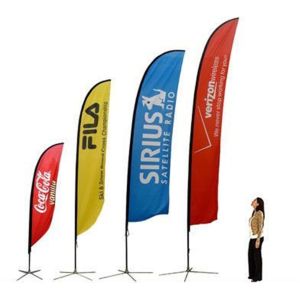 Double Sided Feather Flags Banner Printing 3M Height Square Plate Base
