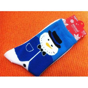 China Vivid Lovely cartoon christmas snowman design eco-friendly high quality thick cotton socks on sale