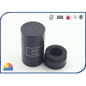 Black Leather Specialty Composite Paper Tube Perfume Package Embossed Logo
