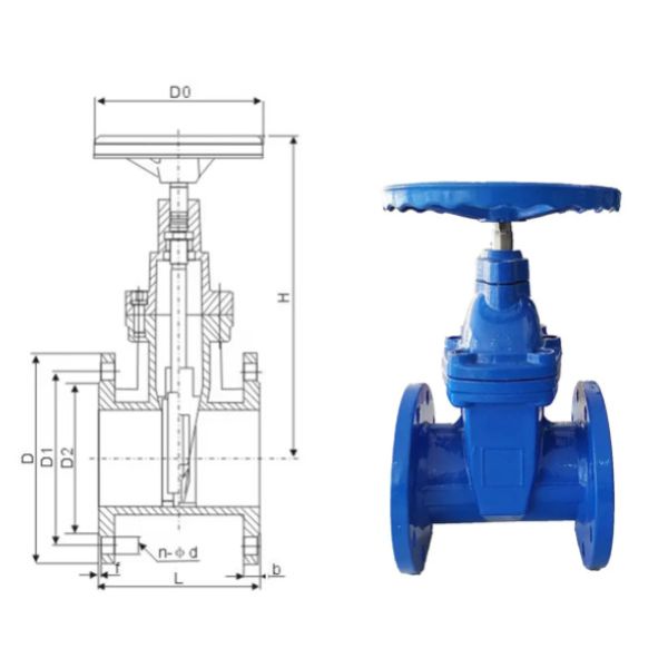 The 6inch 150mm handwheel rubber sealed flange gate valve is used in the tap water system