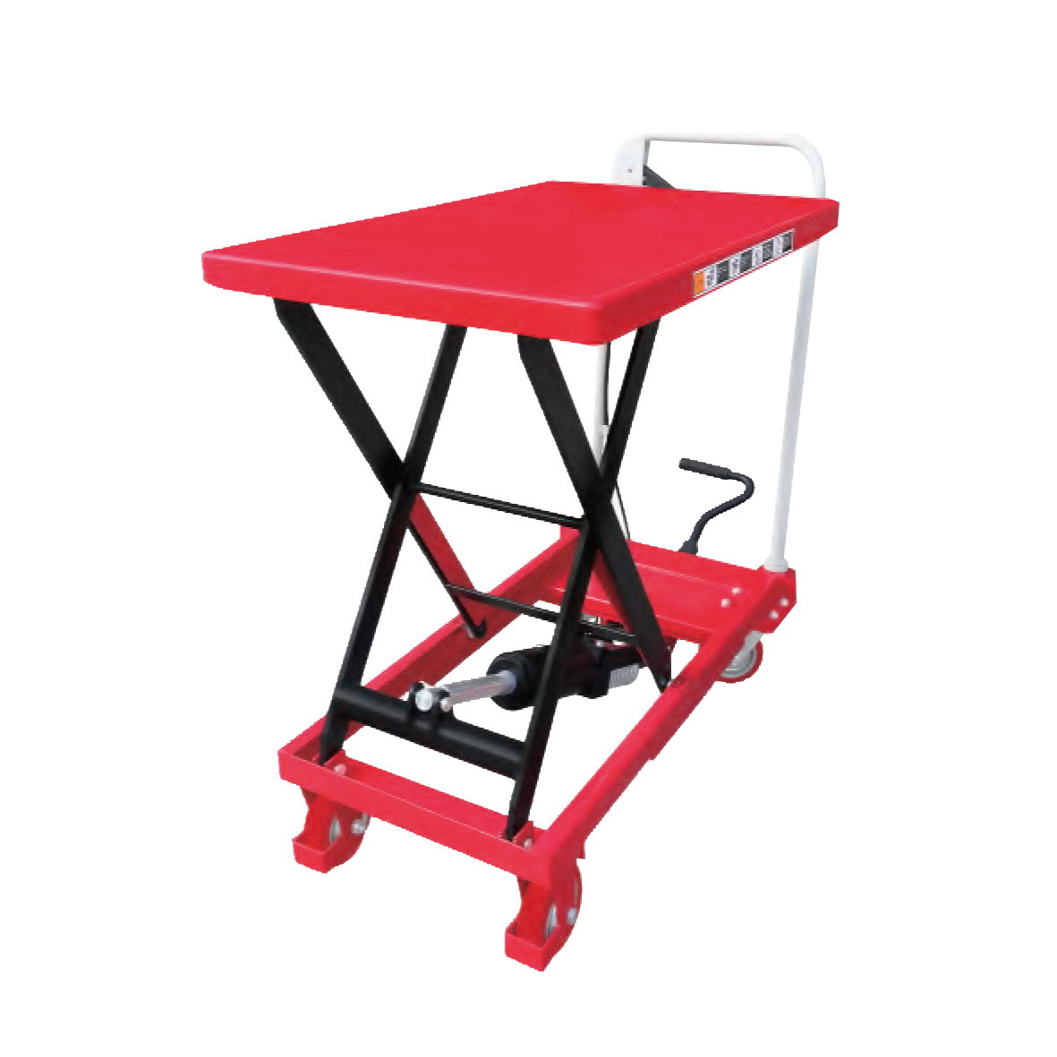 Foot Pedal Hydraulic Elevating Lift Carts Heavy Loads Battery Lifting Trolley Swivel Wheel
