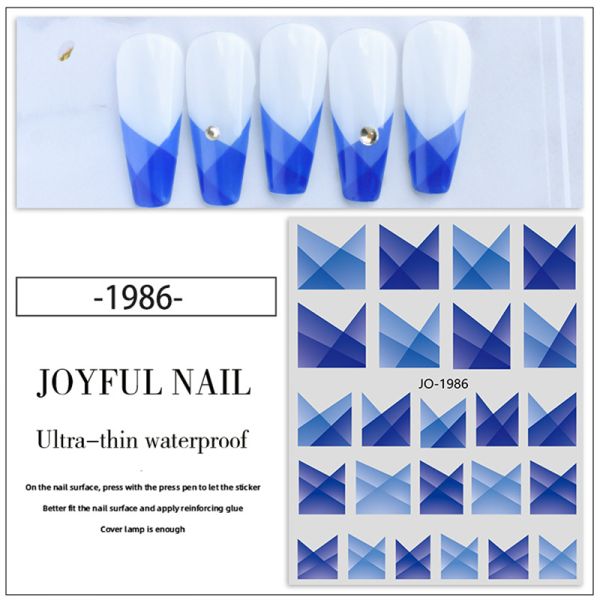 Half Transparent Black and White Smoke Nail Enhancement Stickers for French Nails