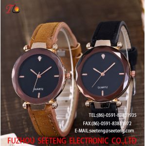 China wholesale Pu watch round dial alloy case  quartz watch fashion watch concise style Multicolor strap on sale