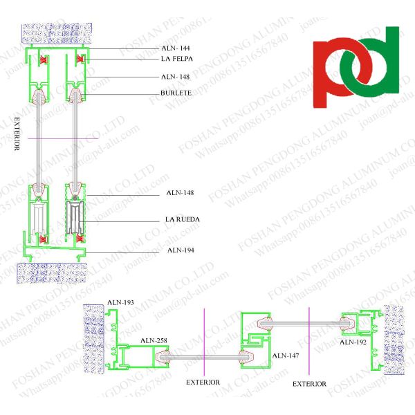 Door & Window Aluminum Profile To Central America ALN144 Sistema 5020