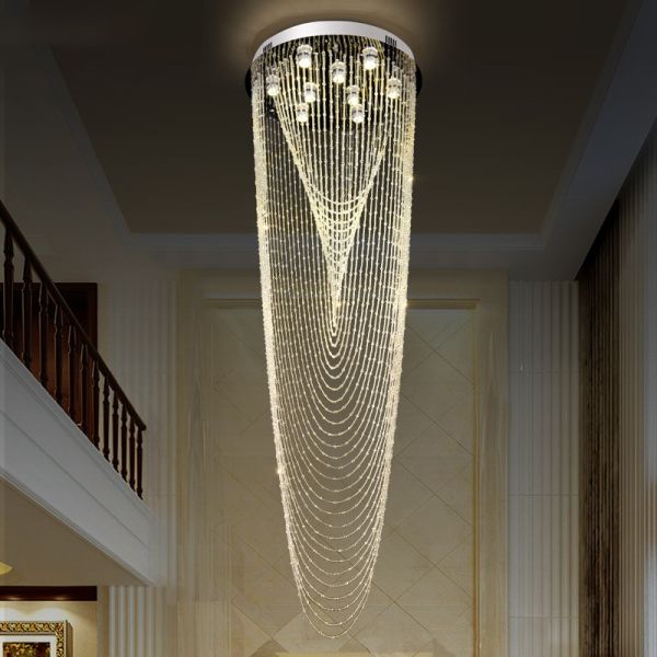 Luxury Stair Chandelier Lighting Crystal Tassel Indoor Lighting Restaurant Lobby Hotel Chandelier(WH-NC-32)
