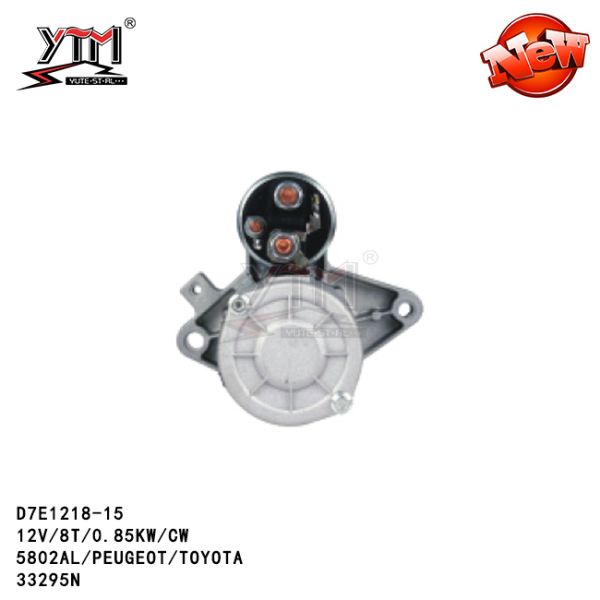 12V 8T 0.85KW CW Peugeot Starter Motor / Toyota Starter Motor D7E1218-15 5802AL 33295N