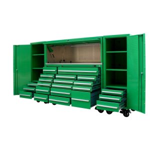 Efficiently Store Your Tools in Garage with 72 Inch Black and Green Tool Cabinet