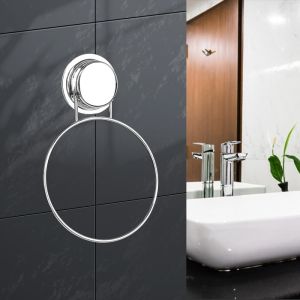 Stainless Steel Kitchen Round Bathroom Towel Holder Suction Mounted