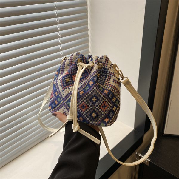 NEW CHINESE NATIONAL WIND ARMPIT BUCKET BAG SIMPLE FASHION TREND SUMMER NEW LINEN STYLE HIGH-GRADE SENSE SINGLE SHOULDER