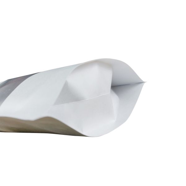 Custom Logo Flat Bottom Pouch With Window Zipper For Food Snack Nuts White Kraft Paper Packaging Bags